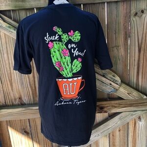 Auburn Tigers AU Stuck On You Cactus Navy Blue Short Sleeve V-Neck T-Shirt